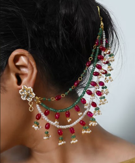 Multicolour Jadau Kundan Ear Chain
